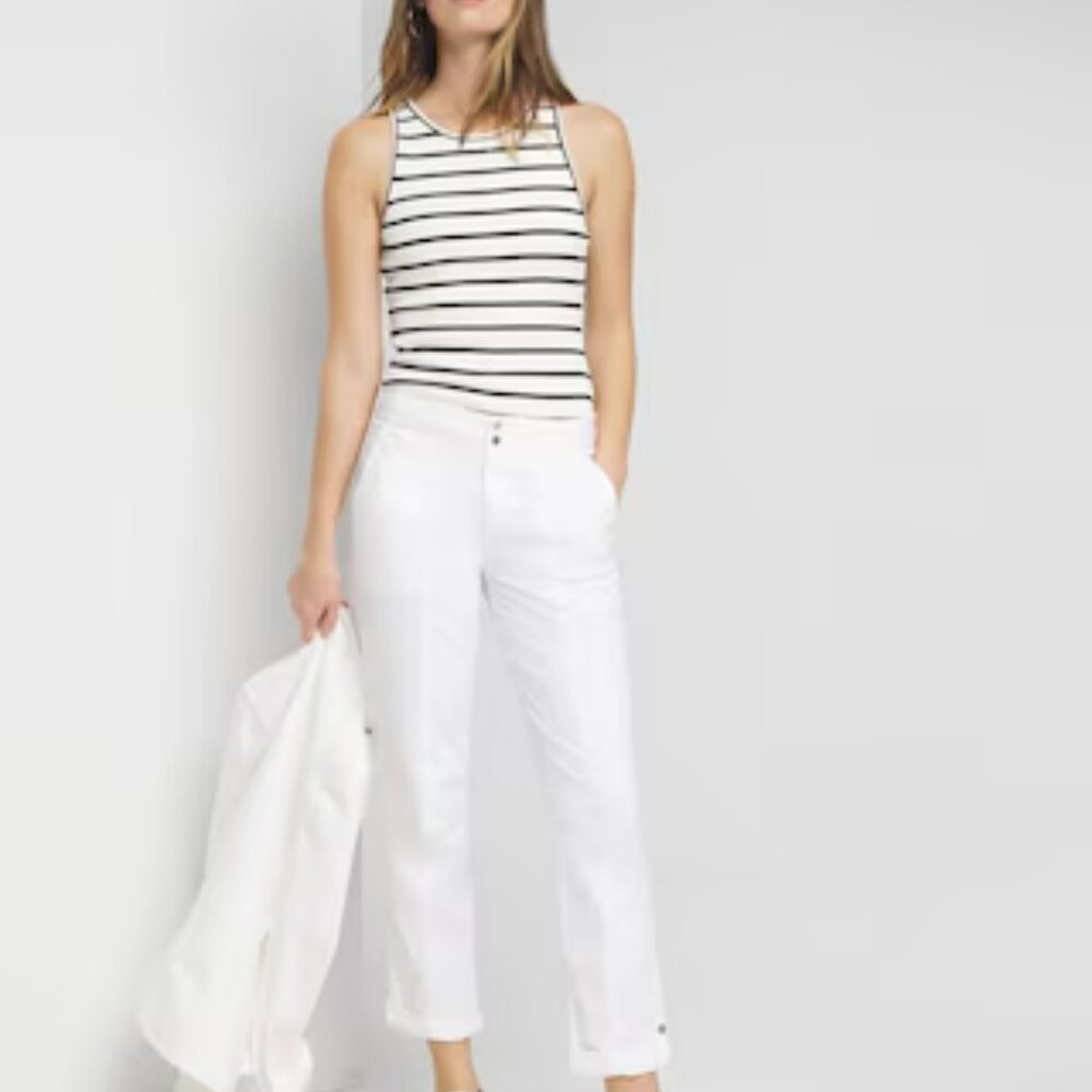 WHBM Mid-Rise Pret-A-Pedi Crop Pants White Sz 14S (Short)